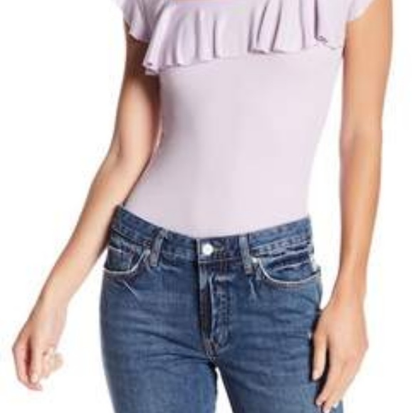 Free People Last Call Ruffle Top Lilac Color - Picture 2 of 4